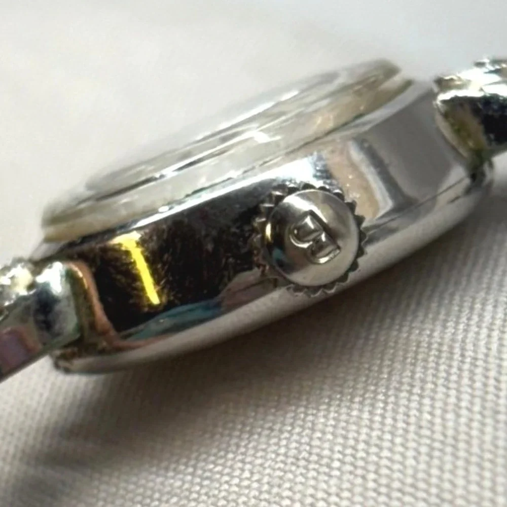 Bulova Wristwatch Womens 5.5 Silver Good 1960s 10k RGP Diamond Cocktail 23 Jwl